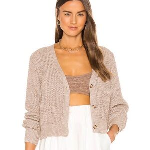 Evereve NWT Fisherman Knit Cardigan Beige Cream 100% Cotton Womens S